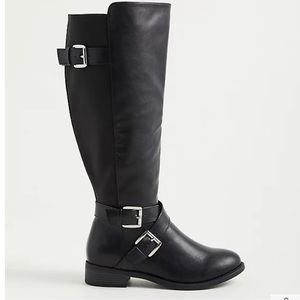 Torrid Side Buckle Knee Black Boot Womens Shoe Size 11WW 11 Double Width